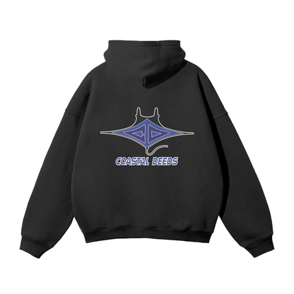 Dark Blue Coastal Deeds Icon Hoodie