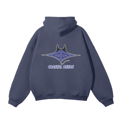 Dark Blue Coastal Deeds Icon Hoodie